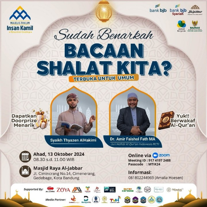 Pengajian MT Insan Kamil Bahas Shalat Bersama Dr. Amir Faishol Fath di Al Jabbar
